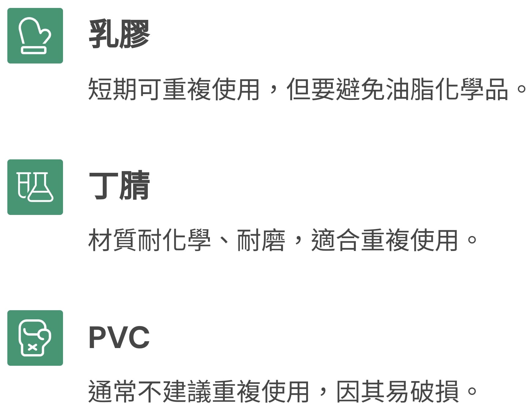 不同指套對重複使用的影響